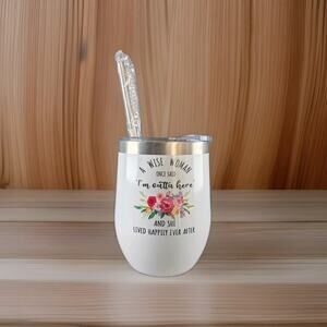 Wine Tumbler 12oz Stainless Insulated W/Straw & Cleaner Woman Retirement Coffee